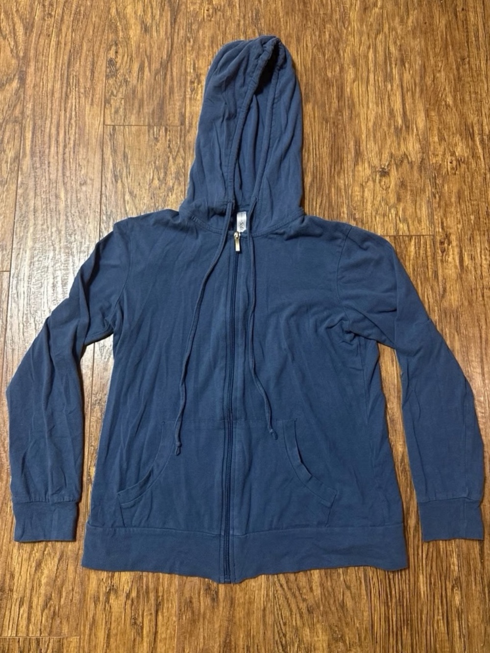 Activewear Sofra Full Zip Hooded Sweatshirt Blue Size Medium